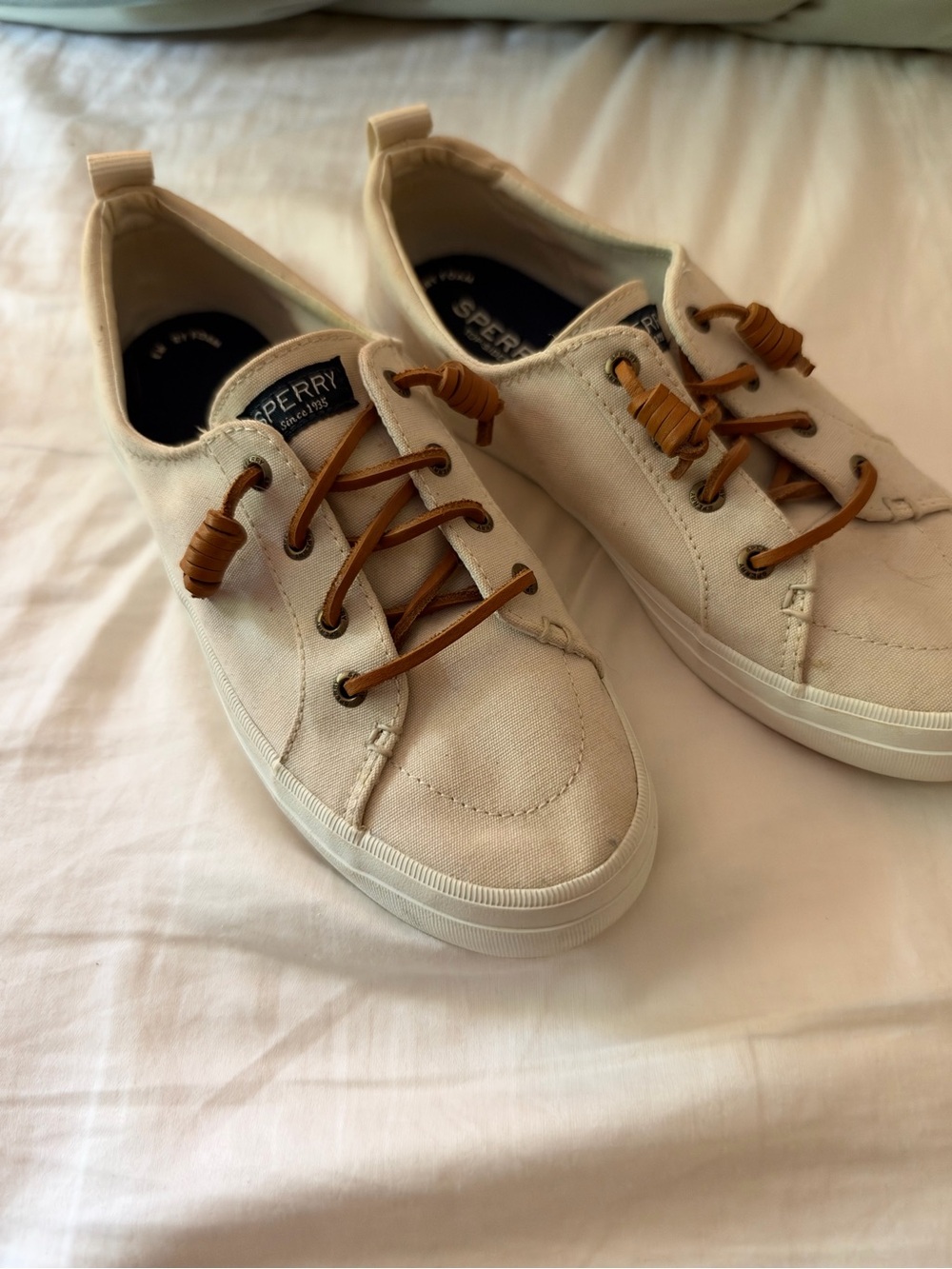 Sperry Women's Canvas Sneaker in Natural with Tan Laces
